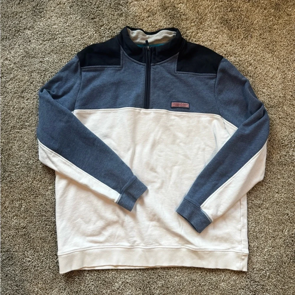 Men's Vineyard Vines Quarter Zip Pullover Colorblock Zip-Up Sweater Size XL
